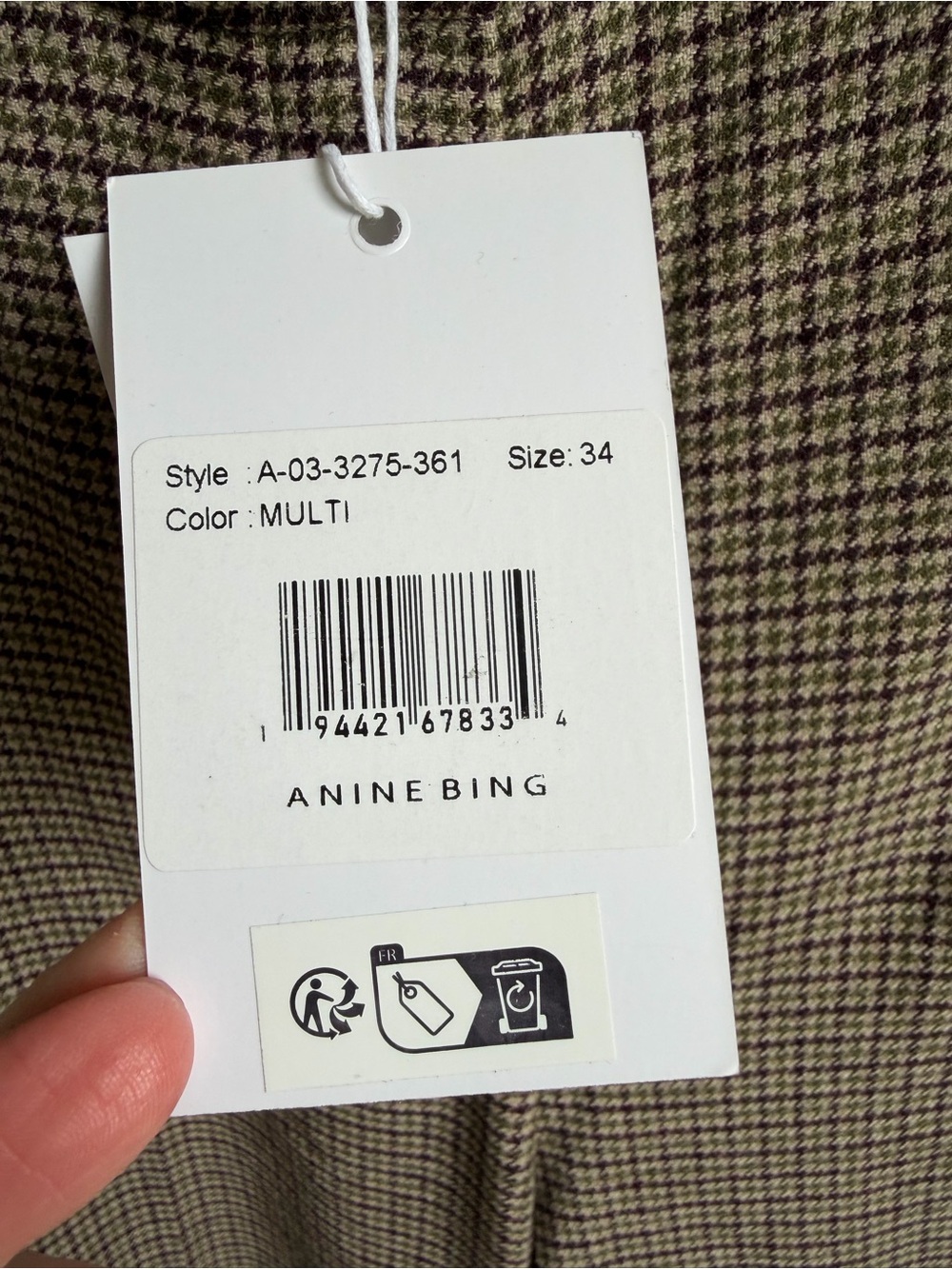 Anine Bing Lyra Houndstooth Flare Split Hem Trousers 34 / US 2 - Picture 5 of 11